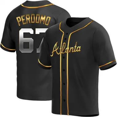 Black Golden Replica Angel Perdomo Men's Atlanta Alternate Jersey