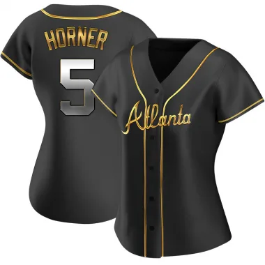 Black Golden Replica Bob Horner Women's Atlanta Alternate Jersey