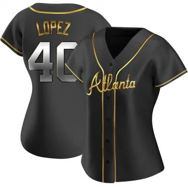 Black Golden Replica Reynaldo Lopez Women's Atlanta Alternate Jersey