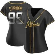 Black Golden Replica Spencer Strider Women's Atlanta Alternate Jersey