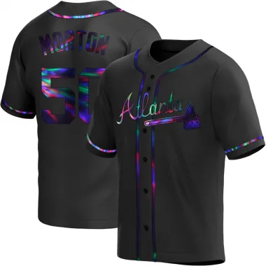 Black Holographic Replica Charlie Morton Youth Atlanta Alternate Jersey