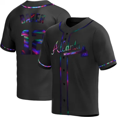 Black Holographic Replica Dusty Baker Men's Atlanta Alternate Jersey