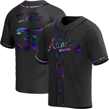 Black Holographic Replica Orlando Cepeda Men's Atlanta Alternate Jersey