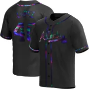 Black Holographic Replica Reynaldo Lopez Youth Atlanta Alternate Jersey