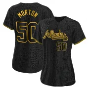 Black Replica Charlie Morton Women's Atlanta Snake Skin City Jersey