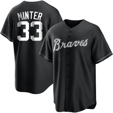 Black/White Replica A.J. Minter Men's Atlanta Jersey