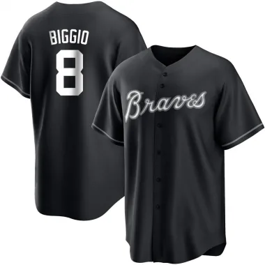 Black/White Replica Cavan Biggio Youth Atlanta Jersey