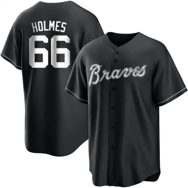 Black/White Replica Grant Holmes Men's Atlanta Jersey