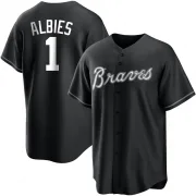 Black/White Replica Ozzie Albies Youth Atlanta Jersey