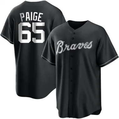 Black/White Replica Satchel Paige Men's Atlanta Jersey