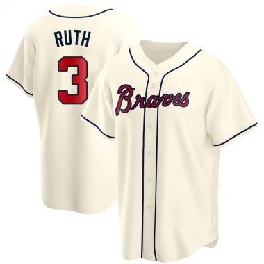 Cream Replica Babe Ruth Men's Atlanta Alternate Jersey