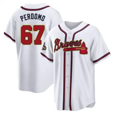 Gold Replica Angel Perdomo Men's Atlanta White 2022 Program Jersey