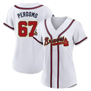 Gold Replica Angel Perdomo Women's Atlanta White 2022 Program Jersey