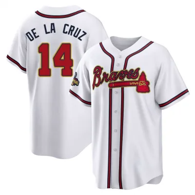 Gold Replica Bryan De La Cruz Men's Atlanta White 2022 Program Jersey