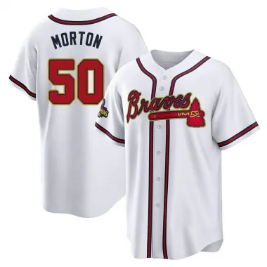 Gold Replica Charlie Morton Men's Atlanta White 2022 Program Jersey