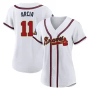 Gold Replica Orlando Arcia Women's Atlanta White 2022 Program Jersey