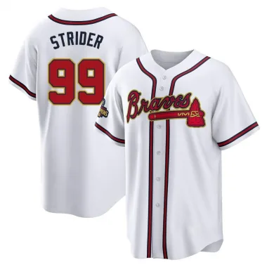 Gold Replica Spencer Strider Men's Atlanta White 2022 Program Jersey