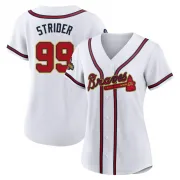 Gold Replica Spencer Strider Women's Atlanta White 2022 Program Jersey