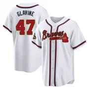 Gold Replica Tom Glavine Youth Atlanta White 2022 Program Jersey