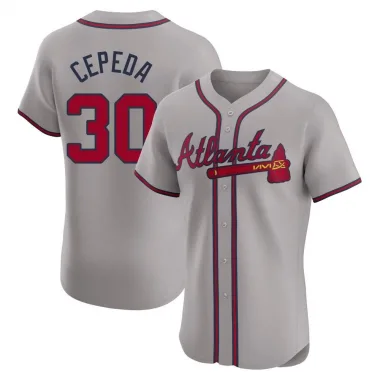 Gray Elite Orlando Cepeda Men's Atlanta Road Jersey