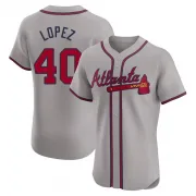 Gray Elite Reynaldo Lopez Men's Atlanta Road Jersey