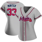 Gray Replica A.J. Minter Women's Atlanta Road Jersey