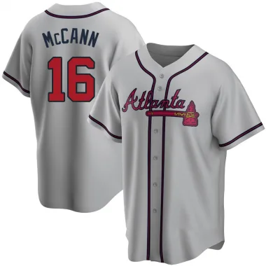 Gray Replica Brian McCann Youth Atlanta Road Jersey