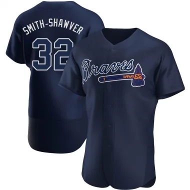 Navy Authentic AJ Smith-Shawver Men's Atlanta Alternate Team Name Jersey