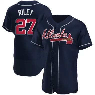 Navy Authentic Austin Riley Men's Atlanta Alternate Jersey