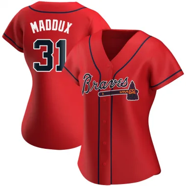 Red Authentic Greg Maddux Women's Atlanta Alternate Jersey