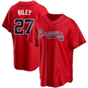 Red Replica Austin Riley Youth Atlanta Alternate Jersey