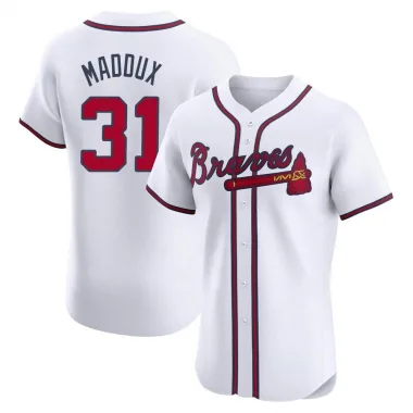 White Elite Greg Maddux Men's Atlanta Home Jersey