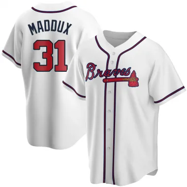 White Replica Greg Maddux Men's Atlanta Home Jersey