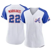 White Replica Nick Markakis Women's Atlanta 2023 City Connect Jersey