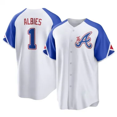 White Replica Ozzie Albies Youth Atlanta 2023 City Connect Jersey