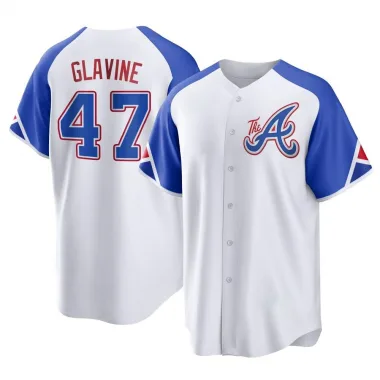 White Replica Tom Glavine Youth Atlanta 2023 City Connect Jersey